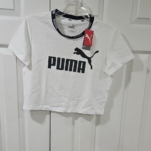 Puma White and Black Graphic Crop Top